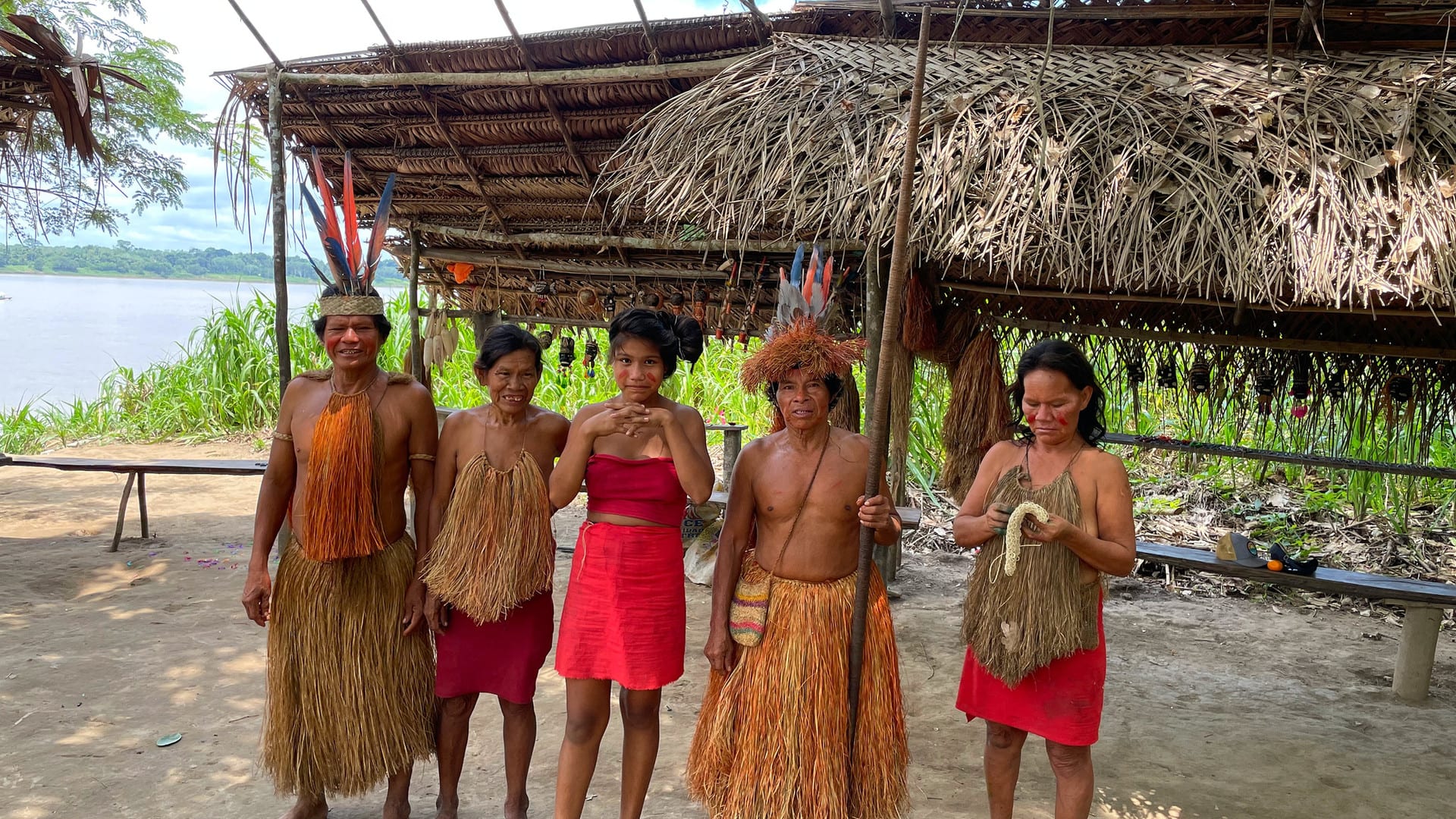 Members of an indigenous riverside community near Iquitos, Peru