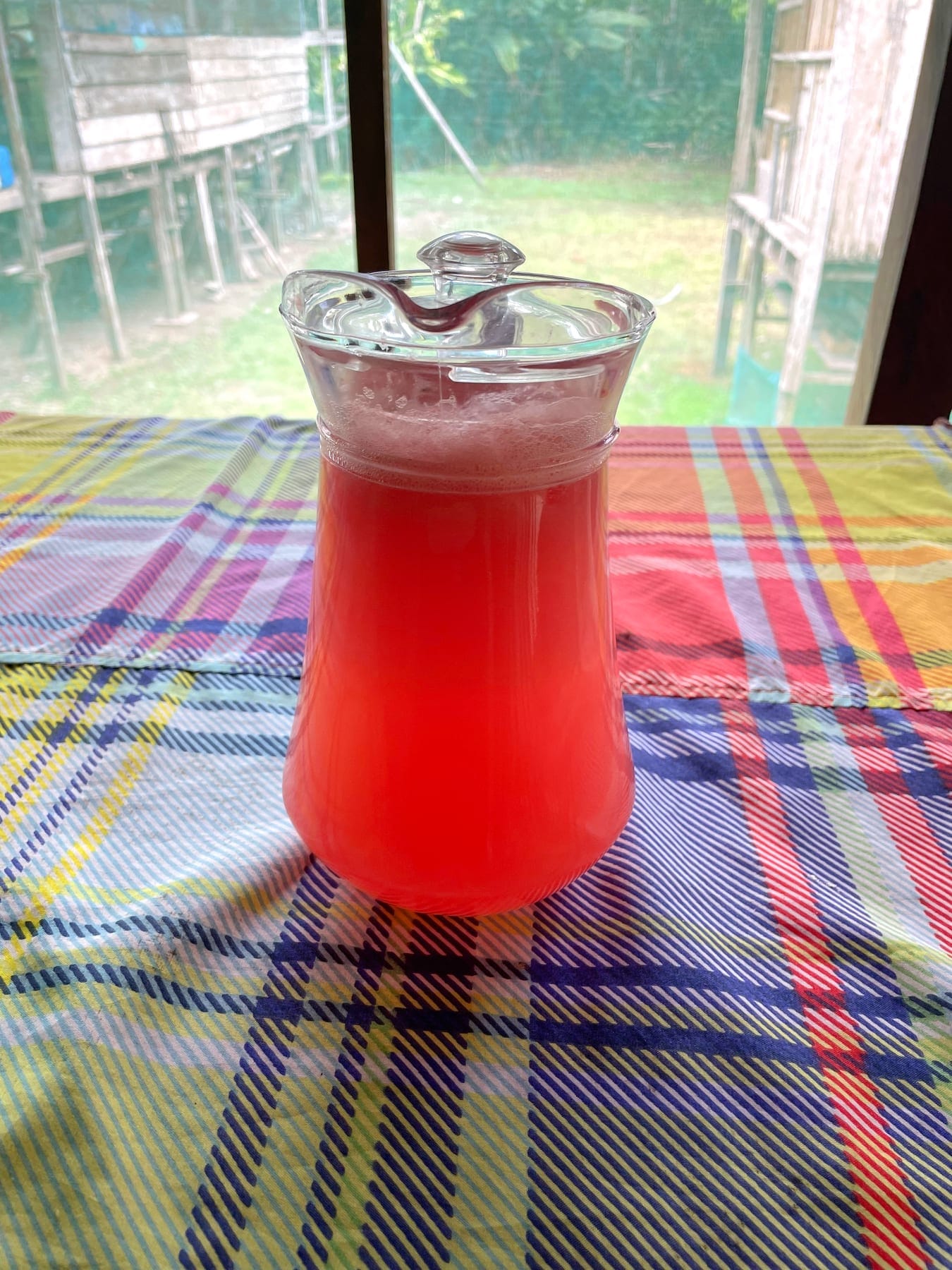 Fresh fruit welcome drink served on arrival at the eco-lodge