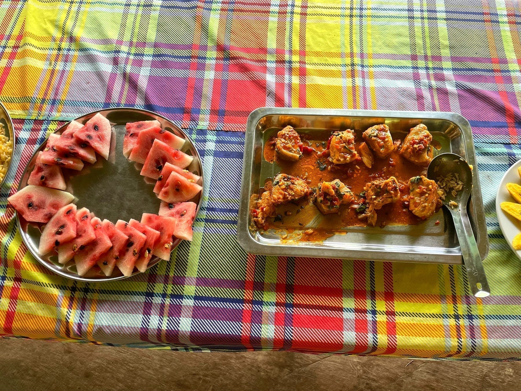 Freshly prepared lunch served at the eco-lodge